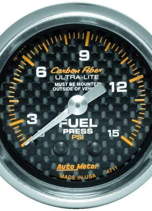 AUTO METER 4711 Carbon Fiber Mechanical Fuel Pressure Gauge