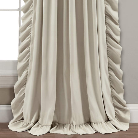 Lush Decor Reyna Ruffle Window Curtain Panel Set, Pair, 54 inch W x 108 inch L, Wheat - Flowy Curtain Set - Romantic Ruffle Curtains for Bedroom, Living room, or Dining Room - Farmhouse & Cottage Home Decor