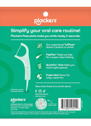 Plackers Micro Line Dental Floss Picks, Fold Out FlipPick, Tuffloss, Easy Storage with Sure Zip Seal, Fresh Mint Flavor, 300 Count