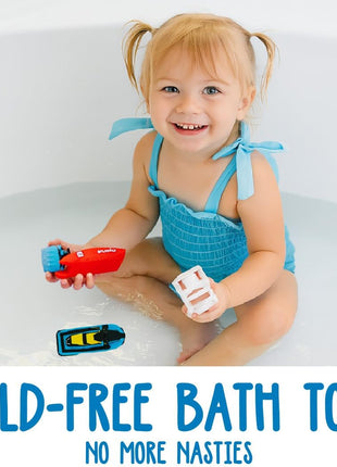 SplashEZ Boat Toys for Toddlers & Kids, Mold Free Bath & Pool Toys No Hole | Floating Toy Boats for Bathtub, Shower, Pool, Boys & Girls, Ages 4-8