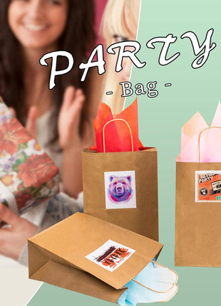 Brown Paper Bags with Handles Bulk 100Pcs 8x4.5x10.8 Inch Gift Bags Bulk, Brown Kraft Paper Bags for Retail, Party, Shopping, Favor