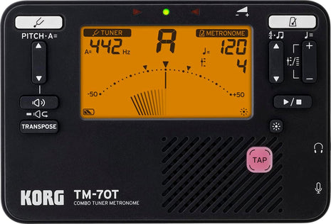Korg TM-70T Tuner & Metronome w/Sound Out, Transpose & Chromatic - Black