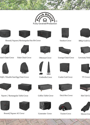 Porch Shield Fire Pit Cover - Waterproof 600D Heavy Duty Fade Resistant Round Patio Fire Bowl Cover Black - 36 inch