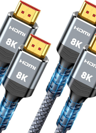 10K 8K HDMI 2.1 Cable 2-Pack 6.6FT, Highwings Certified 48Gbps Ultra High Speed Slim HDMI Cord,Support 4K@120Hz 8K@60Hz, HDCP 2.2&2.3, Dynamic HDR,eARC,DTS:X, Compatible with Roku TV/HDTV/PS5/Blu-ray