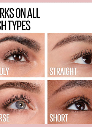 Maybelline Lash Sensational Washable Mascara, Lengthening and Volumizing for a Full Fan Effect, Blackest Black, 1 Count