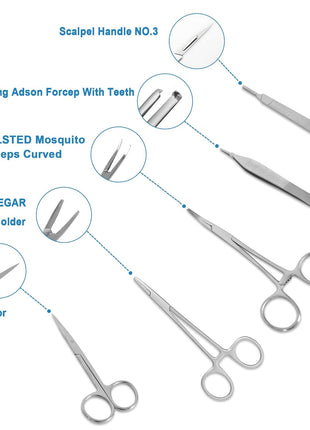 Suture Practice Kit with 240g Silicone Training Pad, Reusable Stitching Practice Set with Training Tools, 14 Practice Patterns, Educational Simulation Use Only