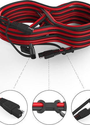 OYMSAE 25Feet SAE Extension Cable Quick Disconnect Connector 16AWG for Automotive, Solar Panel, Charging Adapter (25FT)