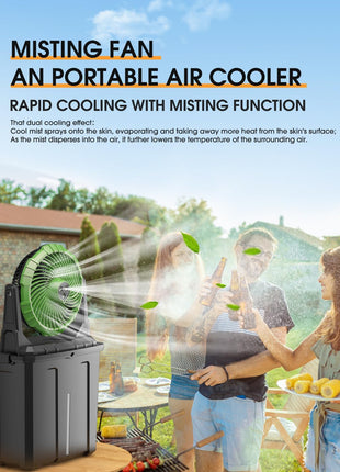 Ausic Portable Misting Fan - 9L Bucket, 10-inch Outdoor Fans for Patios/Camping/Beach/Golf etc., 20000mAh USB Rechargeable Battery Powered Floor Water Cooling Fan, 3 Strong Winds, 3 Spray Mister