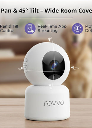2K HD Pet Camera - 360° Smart Puppy Monitor with 5GHz & 2.4GHz Dual-Band WiFi, Smart Motion Tracking, 2-Way Audio, Night Vision, Indoor Camera for Dogs & Cats, Works with Phone App.