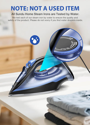 Sundu Steam Iron for Clothes with Rapid Heating Ceramic Coated Soleplate