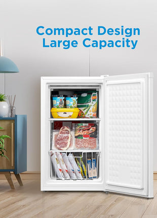 Midea MRU03M2ABB Upright Freezer, 3.0 Cubic Feet Mini Freezer, For Kitchen Apartment Office Basement or Dormitory, Black