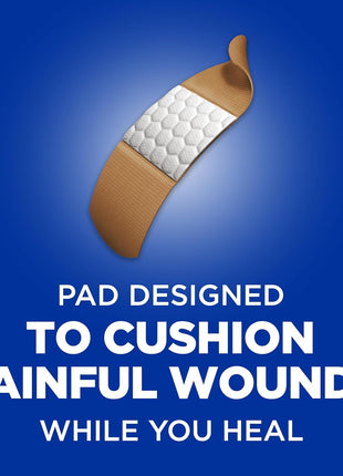 Band Aid Brand Flexible Fabric Sterile Adhesive Bandages, Comfortable Cushioned Wound Care & Protection for Minor Cuts, Scrapes & Burns, First Aid, Hurt Free Comfort Pad, One Size 1x3 In, 100 Count