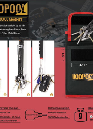 Telescoping Magnetic Pickup Tool Set, Inspection Mirror Telescoping, LED Flashlight, Cool Gadgets for Men, Gifts for Dad, Husband, Kids, Boyfriend, Magnet Stick