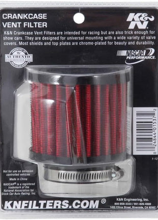 K&N Vent Air Filter/ Breather: High Performance, Premium, Washable, Replacement Engine Filter: Flange Diameter: 1.75 In, Filter Height: 2.5 In, Flange Length: 0.625 In, Shape: Breather, 62-1470