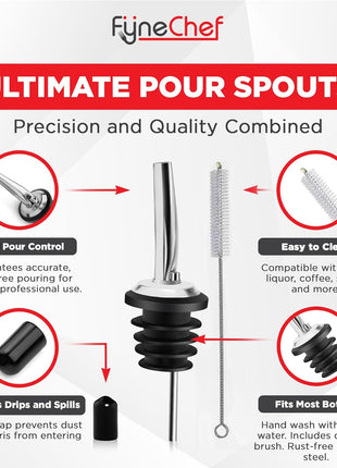 48 Pack Stainless Steel Bottle Pourers for Alcohol, Liquor, and Wine   Bar Accessories, Spouts for Bottles and Dispensers
