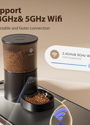 Automatic Cat Feeder with Camera, 5Ghz WiFi APP Control | Auto Pet Feeder for Cats and Small Dog Indoor- Easy to Set and Clean, Dual Power, 1-6 Meals/Day, Timed Precise Feeding