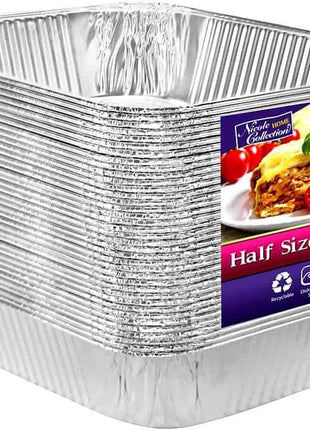 Aluminum Pans Half Size, 9x13, Extra Heavy Duty Disposable Foil Pans For Baking (30 Pack) Roasting & Chafing, Deep Tin Foil Bakeware, Steam Table Tray, Cookware, Food Prepping, Cake & Oven Pan
