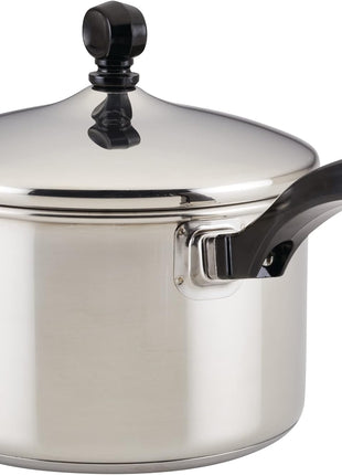 Farberware Classic Series Stainless Steel Sauce Pan with Lid, 3-Quart, Stainless Steel Pans, Induction Cookware