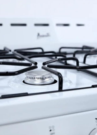 Avanti Gas Range Oven, Compact Freestanding Design, 2.6-Cu.Ft. Capacity 4 Sealed Burners with Electronic Ignition, Includes Broiler Storage Drawer and Accessories, 24-Inch, White