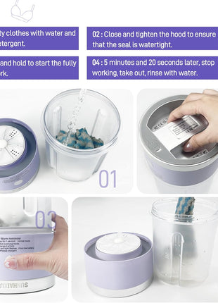 Portable Mini Washing Machine | Compact Deep Cleans Underwear, Baby Clothes, Small Laundry | Lightweight for Apartment, Dorm, Hotel, Travel & Camping | Quiet Energy-Efficient(Purple)