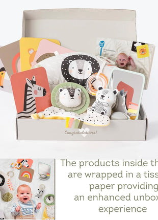 Taf Toys Newborn Developmental Toy Kit, Perfect for Boys and Girls, Includes 12 Essential Boy and Girl Toys for Learning and Stimulation, Ideal New Baby Gift Basket