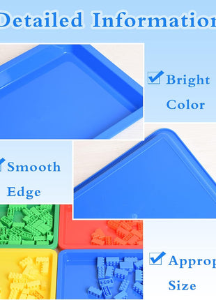 10 Pack Plastic Art Trays: 8 Color Sensory Trays for Kids Crafts & DIY Projects