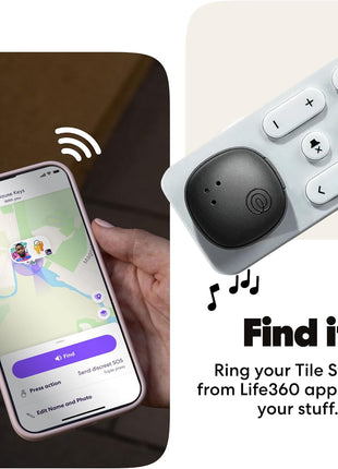 Life360 Tile Sticker - Small Bluetooth Tracker, Remote Finder and Item Locator for Bikes, Glasses and More. Both iOS and Android Compatible. Phone Finder. 1-Pack (Black)