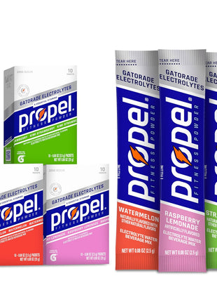 Propel Electrolyte Enhanced Water Drink Mix Powder Packets, Kiwi Strawberry Variety Pack, Zero Calorie & Zero Sugar Hydration with Electrolytes and Vitamins C & E (30 Packets)