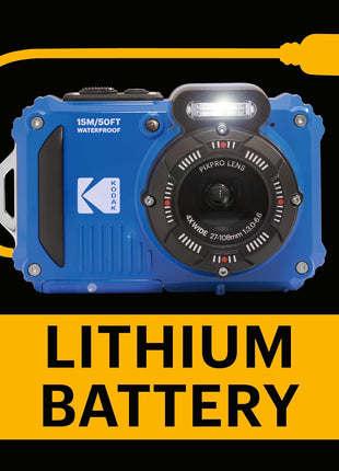 KODAK PIXPRO WPZ2 Rugged Waterproof Shockproof Dustproof WiFi Digital Camera 16MP 4X Optical Zoom 1080P Full HD Video Vlogging Camera 2.7 inch LCD (Blue)