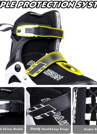 PAPAISON Adjustable Inline Skates for Kids and Adults with Full Light Up Wheels, Outdoor Roller Skates for Girls and Boys, Men and Women