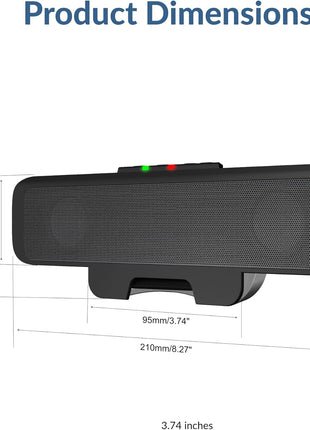 Cyber Acoustics USB Speaker Bar (CA-2890) – Stereo USB Powered Speaker, Easily Clamps to Monitor, Convenient Controls