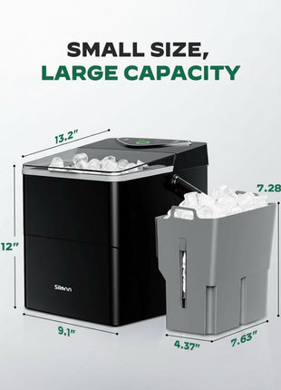 Silonn Countertop Ice Maker with 2.5L Expandable Ice Basket, 26.5lbs/24H, 9 Cubes in 6 Mins, 2 Ice Sizes, Self-Cleaning & LED Touch Control for Home Kitchen Office
