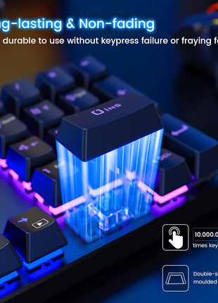 RisoPhy Mechanical Gaming Keyboard, RGB 104 Keys Ultra-Slim LED Backlit USB Wired Keyboard with Blue Switch, Durable Abs Keycaps/Anti-Ghosting/Spill-Resistant Computer Keyboard for PC Mac Xbox Gamer
