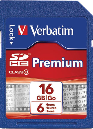 VER96808 - Verbatim 16GB Premium SDHC Memory Card, UHS-I Class 10