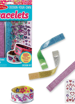 Melissa & Doug Design-Your-Own Bracelets with 100+ Sparkle Gem & Glitter Stickers, Kids Snap Bracelets, Stickers & Jewelry Crafts, Preschool Toys for Girls & Boys Ages 4+