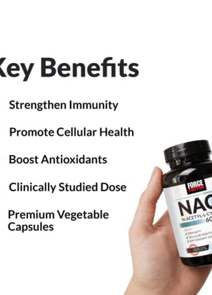 Force Factor NAC 600 mg, N-Acetyl Cysteine for Liver Health | Immune Support & Antioxidant Production, Clinically Studied Dose, 200 Servings