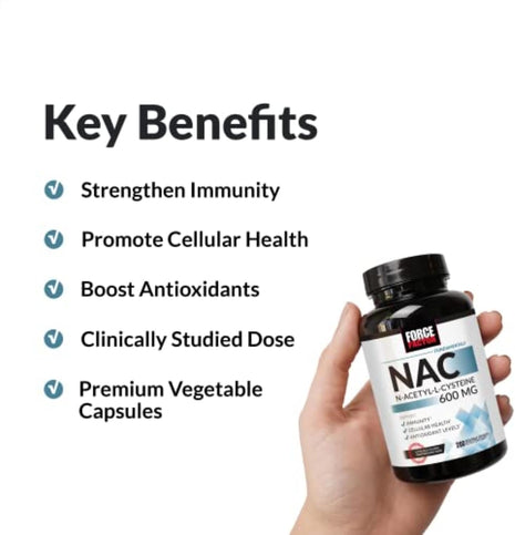 Force Factor NAC 600 mg, N-Acetyl Cysteine for Liver Health | Immune Support & Antioxidant Production, Clinically Studied Dose, 200 Servings