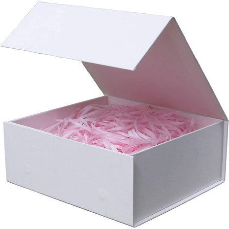 Rsgift White Gift Box with Lid, 7.8x7x3.1 Inches(Inside size:7.4x6.8x3 inches), Magnetic Closure Small box for Men - Wedding, Birthday, Graduation Packaging