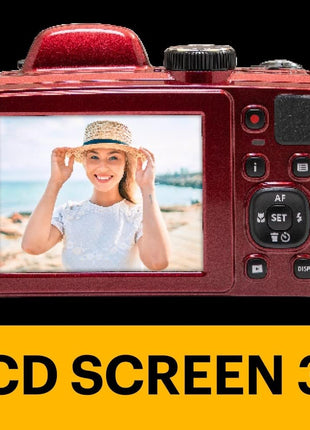 KODAK PIXPRO AZ425 Digital Camera, 42x Optical Zoom Bridge with 20MP BSI Sensor, Li-Ion Battery, OIS, 1080p Full HD Video, Red