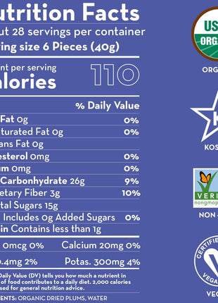 Sunny Fruit Soft Organic Pitted Prunes, 2.5 Pound Bulk Bag | No Preservatives, No Sugar Added | Healthy, Naturally Sweet Dried Plums | High Fiber Dried Fruit | ORGANIC, NON-GMO, VEGAN, HALAL, KOSHER