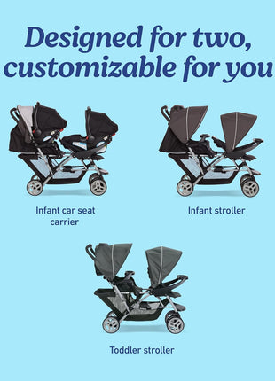 Graco® DuoGlider Double Stroller | Lightweight Double Stroller with Tandem Seating Glacier
