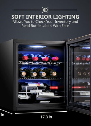Ivation 12 Bottle Compressor Wine Cooler Refrigerator w/Lock | Large Freestanding Wine Cellar For Red, White, Champagne or Sparkling Wine | 41f-64f Digital Temperature Control Fridge Stainless Steel