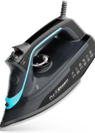 PurSteam SteamBurst+ with Ceramic Soleplate, Powerful Steam, Self-Clean | 1750W | Ceramic Soleplate | Adjustable Steam | Self-Clean | Anti-Calc | Anti-Drip | Powerful Steam for All Fabrics