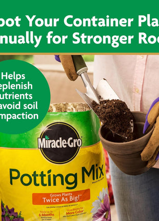 Miracle-Gro Potting Mix - For Container Plants, Flowers, Vegetables, Shrubs, Annuals, Perennials, Potting Soil Mix, Feeds up to 6 Months, 16 qt. (2-Pack)