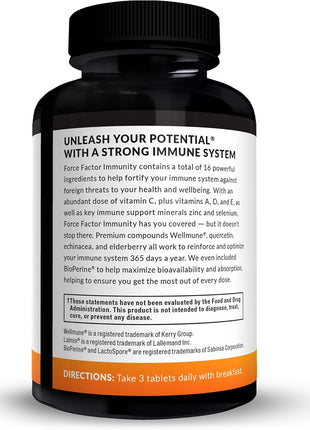 Force Factor Immunity, 3-Pack, Immune Support Booster with Elderberry and 1000mg of Vitamin C, Plus Vitamin D, Zinc, Probiotics, Antioxidants, and Echinacea for Immune Health Defense, 270 Tablets