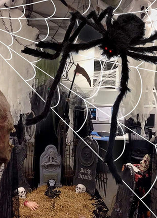 OCATO 200" Halloween Decorations Spider Web Outdoor +59" Giant Spider Décor | Halloween Decorations Outdoor/Indoor, Yard/Home/Costumes Parties/Haunted House Décor, Triangular Huge Spiders Web