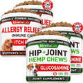 Allergy Relief + Large Breed Hemp + Glucosamine for Dogs Bundle - Itchy Skin + Hip & Joint Pain Relief - Omega 3 & Pumpkin + Chondroitin, MSM - Allergy Supplement, Hotspot Relief - 480ct - Made in USA