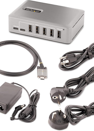 StarTech.com 10-Port USB-C Hub - 8X USB-A/2x USB-C - Self-Powered w/65W Power Supply - USB 3.1 10Gbps - Desktop/Laptop USB Hub w/USB-IF Certified 3ft Locking Cable, USB C Splitter, TAA
