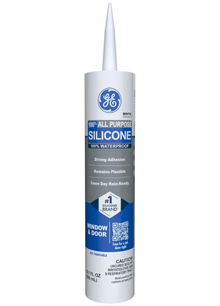 GE All Purpose Silicone Caulk, Clear, 10 fl oz Cartridge, 1 Pack - 100% Waterproof Silicone Sealant, Stronger Adhesion, Freeze & Sun Proof