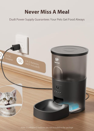 IMIPAW 5L Automatic Cat Feeder with Camera - AI Pet Recognition & Recording, Night Vision, 5G WiFi APP Remote Control, Two-Way Audio & Desiccant Bag, Timed Programmable Food Dispenser for Small Pets